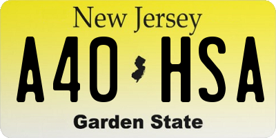 NJ license plate A40HSA