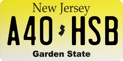 NJ license plate A40HSB