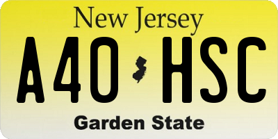 NJ license plate A40HSC