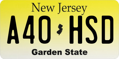 NJ license plate A40HSD