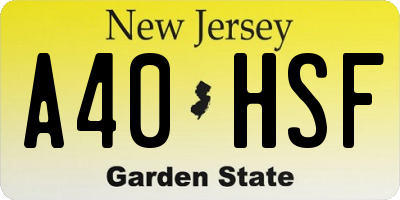 NJ license plate A40HSF