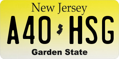 NJ license plate A40HSG
