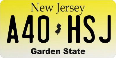 NJ license plate A40HSJ