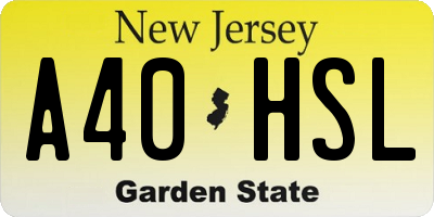 NJ license plate A40HSL