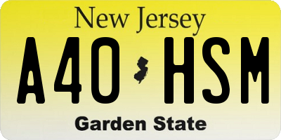 NJ license plate A40HSM