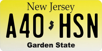 NJ license plate A40HSN