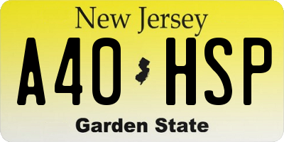 NJ license plate A40HSP