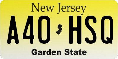 NJ license plate A40HSQ