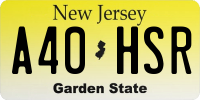 NJ license plate A40HSR