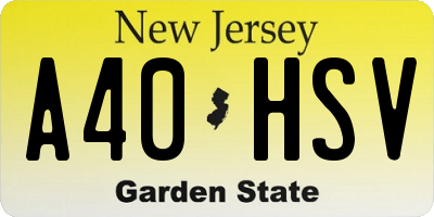 NJ license plate A40HSV