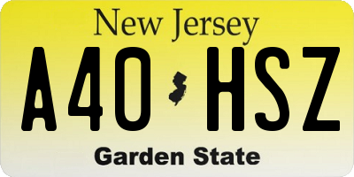 NJ license plate A40HSZ