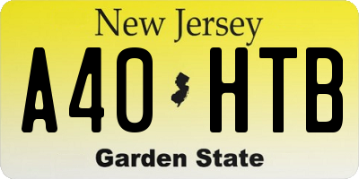 NJ license plate A40HTB
