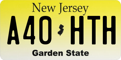 NJ license plate A40HTH