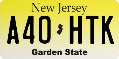 NJ license plate A40HTK