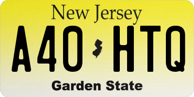 NJ license plate A40HTQ