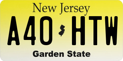 NJ license plate A40HTW