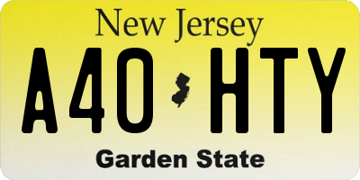 NJ license plate A40HTY