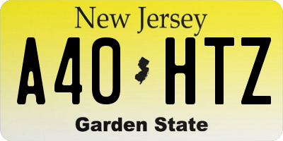 NJ license plate A40HTZ