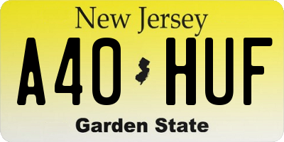 NJ license plate A40HUF