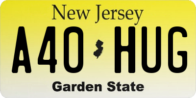 NJ license plate A40HUG