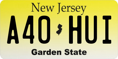 NJ license plate A40HUI
