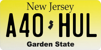 NJ license plate A40HUL