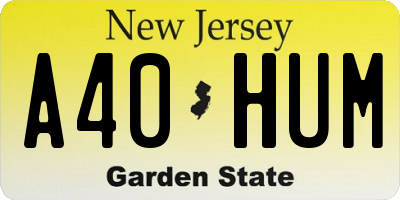 NJ license plate A40HUM