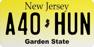 NJ license plate A40HUN