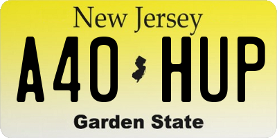 NJ license plate A40HUP