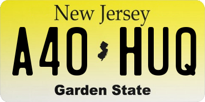 NJ license plate A40HUQ