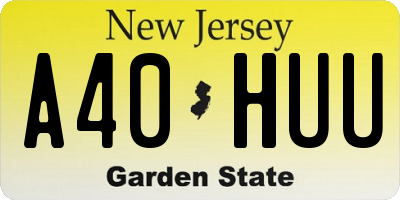 NJ license plate A40HUU