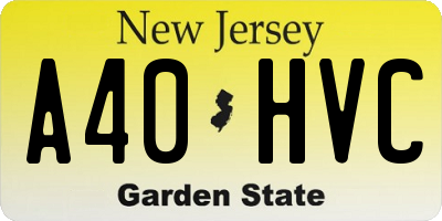 NJ license plate A40HVC