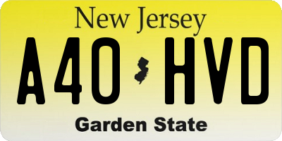 NJ license plate A40HVD