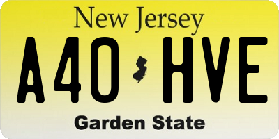 NJ license plate A40HVE