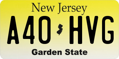 NJ license plate A40HVG