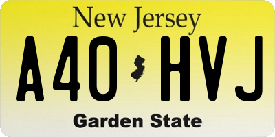 NJ license plate A40HVJ