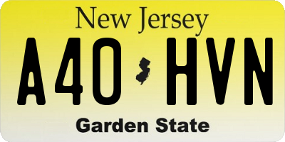 NJ license plate A40HVN