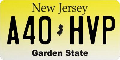 NJ license plate A40HVP