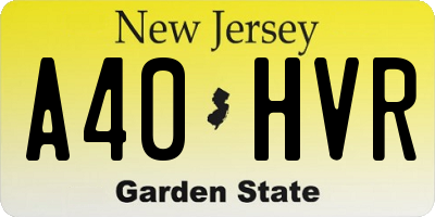 NJ license plate A40HVR