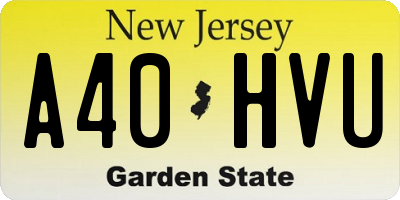 NJ license plate A40HVU