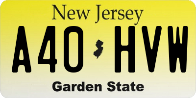NJ license plate A40HVW