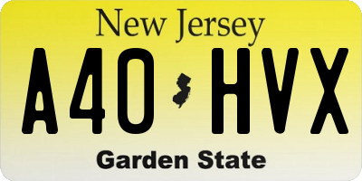 NJ license plate A40HVX