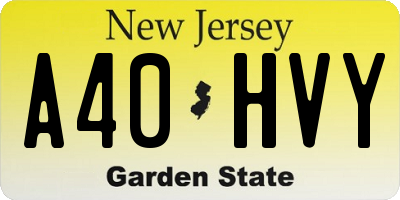 NJ license plate A40HVY