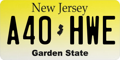 NJ license plate A40HWE