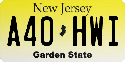 NJ license plate A40HWI