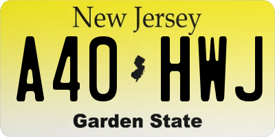 NJ license plate A40HWJ