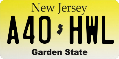 NJ license plate A40HWL