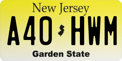 NJ license plate A40HWM