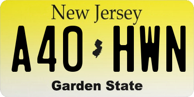 NJ license plate A40HWN