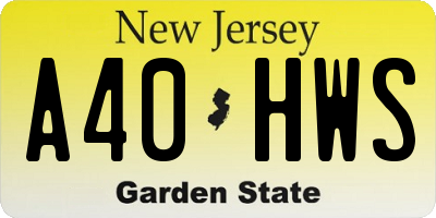 NJ license plate A40HWS